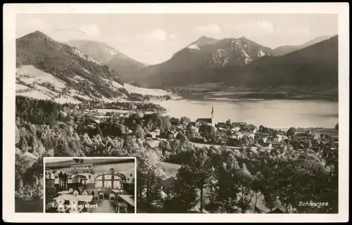 Ansichtskarte Schliersee Mesnerwirt - Löwenbräustüberl, Stadt - 2 Bild 1934