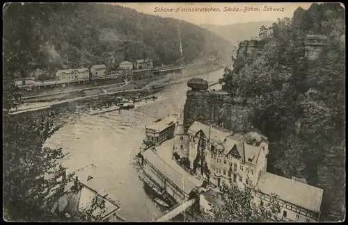 Postcard Herrnskretschen Hřensko mit Schöna 1929