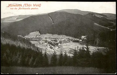 Ansichtskarte Manebach-Ilmenau von der Marienquelle gesehen. 1927