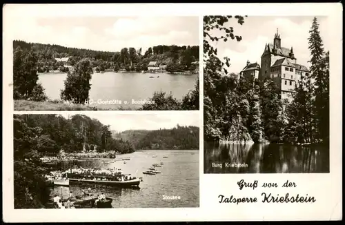 Ansichtskarte Kriebstein Schloß Kriebstein, Gasthaus, Talsperre 1957
