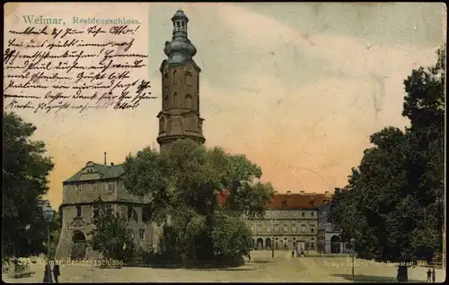 Ansichtskarte Weimar Stadtschloss, Straßen 1905