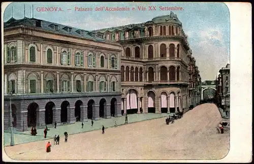 Genua Genova (Zena) Palazzo dell'Accademia e Via XX Settembre. 1909