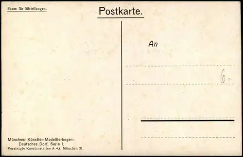 Münchner Künstler-Modellierbogen: Deutsches Dorf, Serie I. 1912