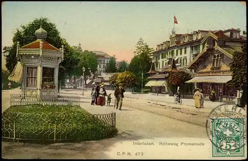 Ansichtskarte Interlaken Höheweg Promenade, Pavillon 1906