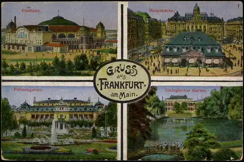 Ansichtskarte Frankfurt am Main Festhalle, Hauptstraße, Palmengarten 1919