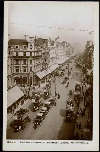 Postcard London Oxford Street, Autos - Bus belebt 1928
