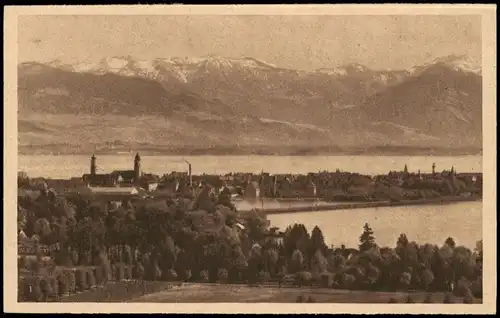 Ansichtskarte Lindau (Bodensee) Blick auf Stadt und Alpen 1928