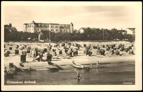 Ansichtskarte Ahlbeck (Usedom) Strandleben und Hotels 1954