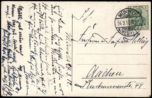 Ansichtskarte  Westfalenlied, Fachwerkhaus, Schinken 1912  gel. Stempel Münster