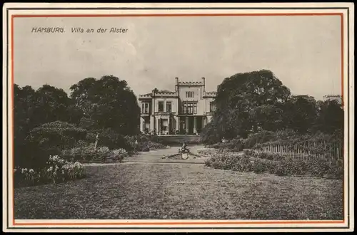 Ansichtskarte Hamburg Villa an der Alster 1915