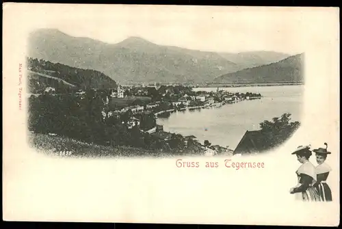 Ansichtskarte Tegernsee (Stadt) Stadt, Tegernsee 2 Frauen in Tracht 1899