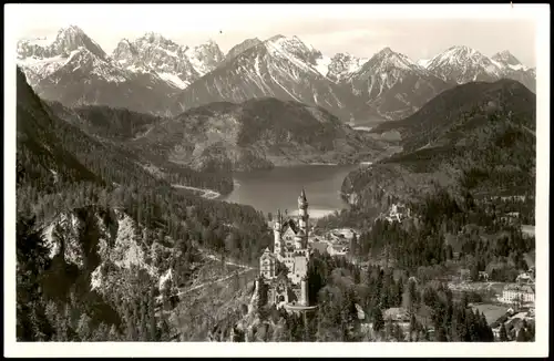 Ansichtskarte Schwangau Blick Schloss Neuschwanstein und Alpen 1932