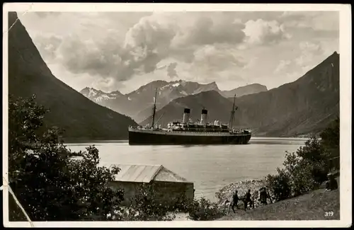 Postcard Hardanger Schiffe Dampfer Steamer Monte Olivia 1936  gel. Bordstempel