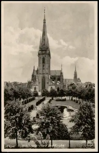 Ansichtskarte Wesel Willibrord-Platz und Kirche 1932