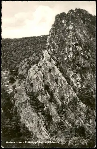 Ansichtskarte Thale (Harz) Roßtrappfelsen mit Schurre 1959