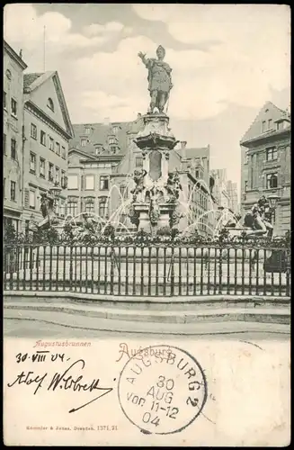 Ansichtskarte Augsburg Augustusbrunnen 1908