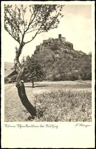 Schreckenstein Elbe Aussig Střekov Laben Ústí Blick vom Feld auf die Burg 1932