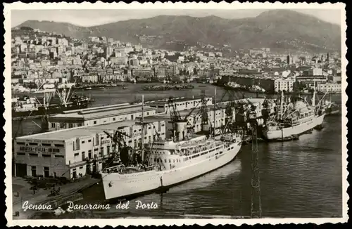 Cartoline Genua Genova (Zena) Hafen, Dampfer - Fotokarte 1954