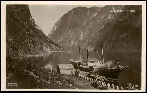 Postcard Gudvangen Schiffe Dampfer Steamer 1935