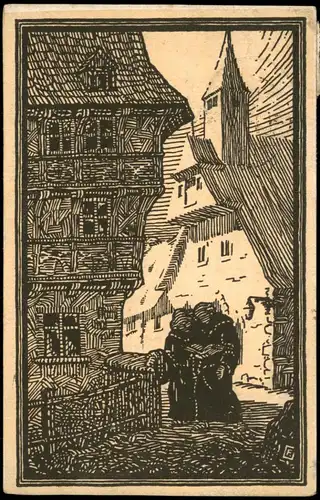 Ansichtskarte Goslar Künstlerkarte 1000 Jahre 1922  gel. Mischfrankatur