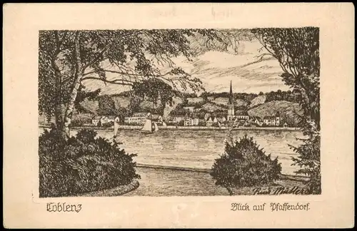 Ansichtskarte Pfaffendorf-Koblenz Blick auf Pfaffendorf 9124