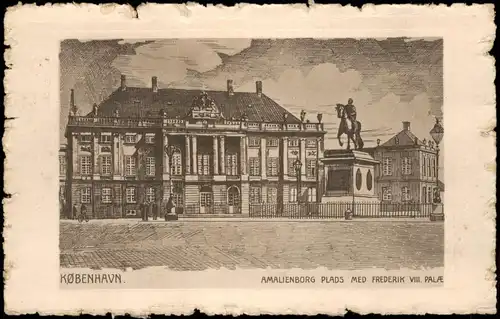Postcard Kopenhagen København Amalienborg - Federzeichnung 1926