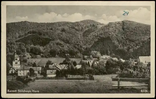 Ansichtskarte Sülzhayn-Ellrich Bank - Blick auf die Stadt 1954