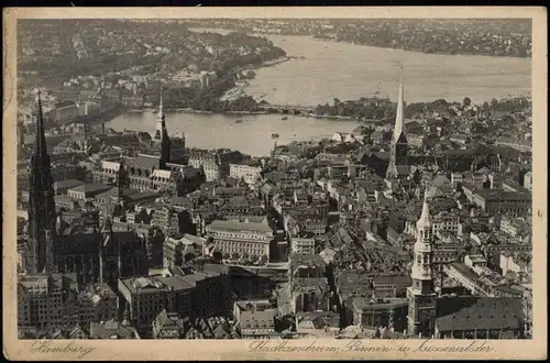 Ansichtskarte Hamburg Luftbild - Innen und Außenalster 1930/1932