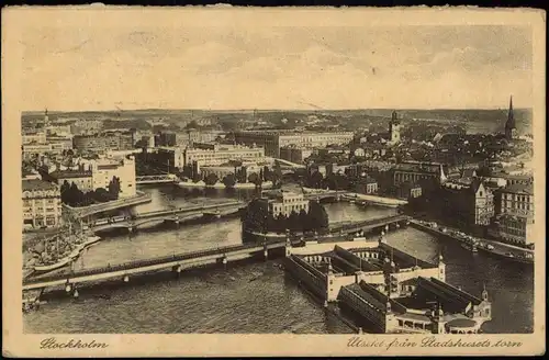 Postcard Stockholm Blick über die Stadt 1928