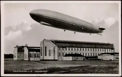 Ansichtskarte Manzell-Friedrichshafen Zeppelin-Halle Werft Zeppelin 1938