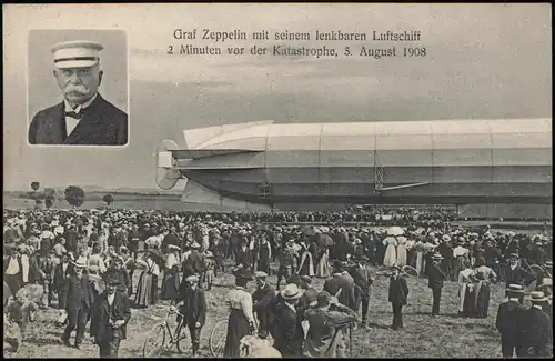 Ansichtskarte  Flugwesen - Zeppelin Graf Zeppelin vor der Katastrophe 1908