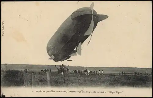 CPA .Frankreich Flugwesen - Zeppelin, Start auf Feld 1908