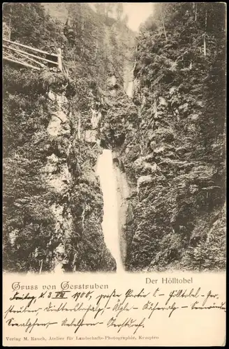 Ansichtskarte Gerstruben-Oberstdorf (Allgäu) Der Hölltobel, Wasserfall 1911