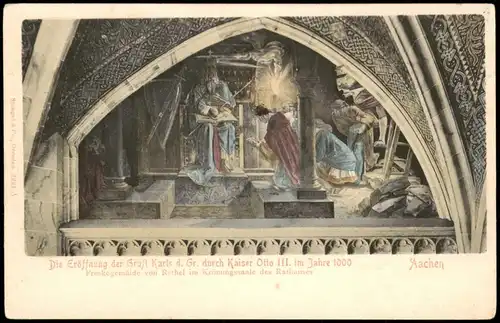 Aachen Freskogemälde von Rethel im Krönungssaale des Rathauses 1904