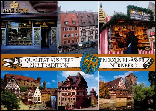 Nürnberg Stadtansichten, Geschäft Kerzen Elsässer, Marktbude 1988