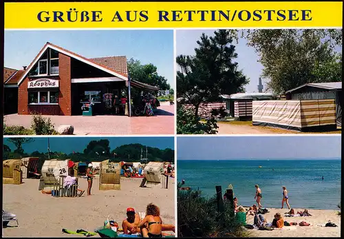 Ansichtskarte Rettin Strand, Campingplatz, Kiosk 1982