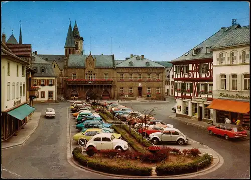 Ansichtskarte Sobernheim Marktplatz, Drogerie VW Käfer 1985