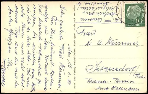 Ansichtskarte Hechingen Straßenpartie 1957