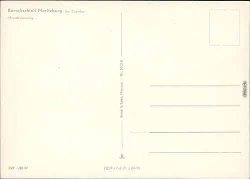 Ansichtskarte Moritzburg Abendstimmung 1973