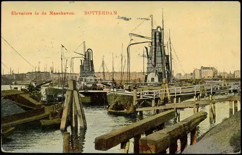 Rotterdam Rotterdam Elevators in de Maashaven. Hafen 1915  Stempel Emmerich