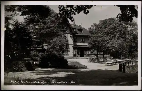 Ansichtskarte Annaberg-Buchholz Hotel, Waldschlösschen mit Garten 1943