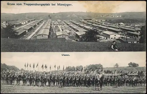 Münsingen (Württemberg) Truppenübungsplatz Ulanen  1907  Stempel Rigi-Scheideck