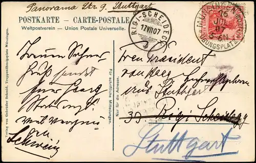 Münsingen (Württemberg) Truppenübungsplatz Ulanen  1907  Stempel Rigi-Scheideck