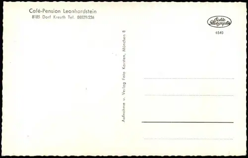 Ansichtskarte Kreuth Pension Leonhardstein 1962