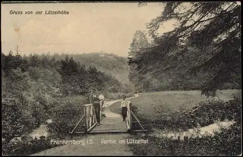 Ansichtskarte Frankenberg Sachsen Partie im Lützeltal 1911  gel. Soldatenbrief