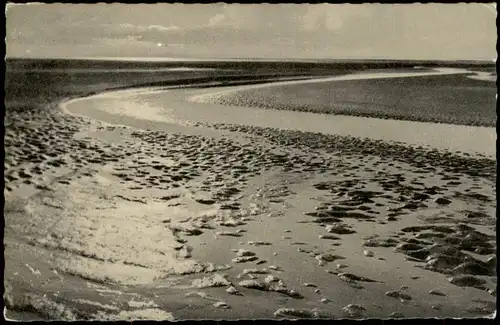 Ansichtskarte Sahlenburg-Cuxhaven Priel im Wattenmeer 1958
