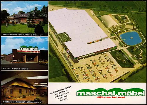 Ansichtskarte Varel Mehrbild Maschal Möbel, Luftbild 1981