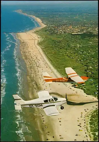Postcard Løkken Nordjylland Luftbild Strand Flugzeuge Airplane 1977