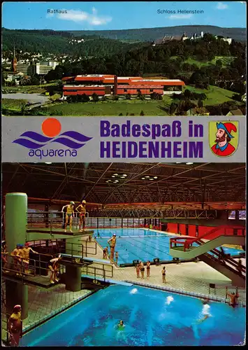 Ansichtskarte Heidenheim an der Brenz Schwimmhalle - Innnen und außen 1984