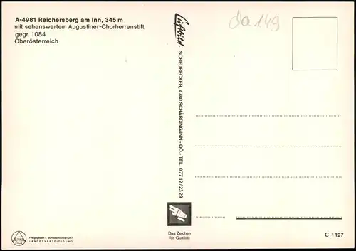 Ansichtskarte Reichersberg Luftbild 1982
